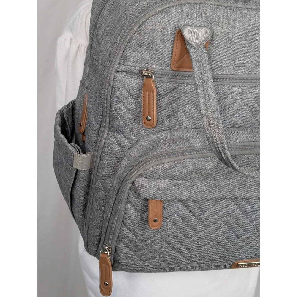 Iniuniu Gray Diaper Bag Backpack Baby Travel Organizer Changing Bag Tassel